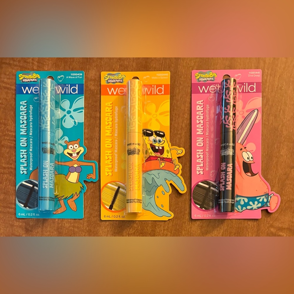 Wet N Wild SpongeBob SquarePants Splash On Waterproof Mascara Lot x3 NEW